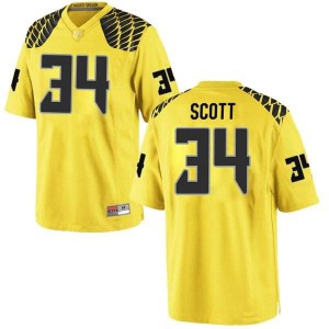 Men University of Oregon #34 Jordon Scott Gold Football Replica Football Jersey 291933-907