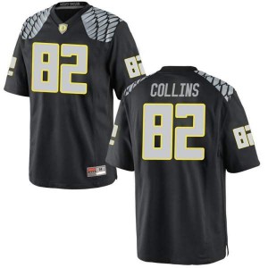 Mens Ducks #82 Justin Collins Black Football Replica Stitched Jerseys 515691-584
