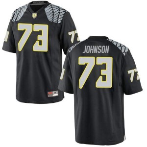 Men Oregon #73 Justin Johnson Black Football Replica Stitched Jersey 277287-699