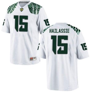 Men's University of Oregon #15 Kahlef Hailassie White Football Game Official Jerseys 644902-387