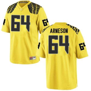 Men Oregon Ducks #64 Kai Arneson Gold Football Game Alumni Jerseys 889143-951