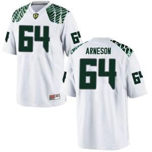Men's Oregon #64 Kai Arneson White Football Replica Embroidery Jerseys 881992-809