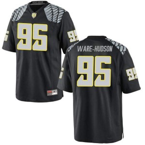Men's Oregon Ducks #95 Keyon Ware-Hudson Black Football Replica NCAA Jersey 460224-623