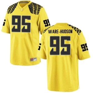 Men's University of Oregon #95 Keyon Ware-Hudson Gold Football Replica Embroidery Jersey 491195-550