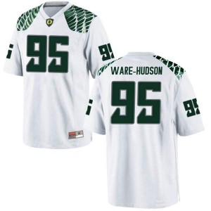 Men Oregon Ducks #95 Keyon Ware-Hudson White Football Replica University Jerseys 137232-338