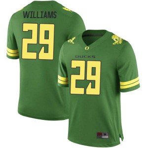 Men's Ducks #29 Korbin Williams Green Football Replica Stitch Jerseys 722723-569