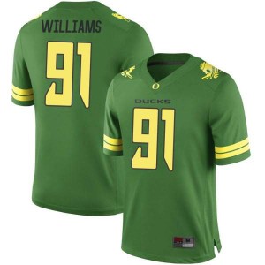 Men's Oregon #91 Kristian Williams Green Football Game College Jerseys 347450-980