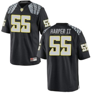 Mens University of Oregon #55 Marcus Harper II Black Football Game Embroidery Jerseys 324688-809