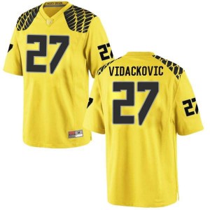 Mens Oregon Ducks #27 Marko Vidackovic Gold Football Replica College Jersey 548071-839