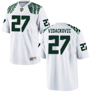 Men's University of Oregon #27 Marko Vidackovic White Football Replica Stitch Jersey 295022-822
