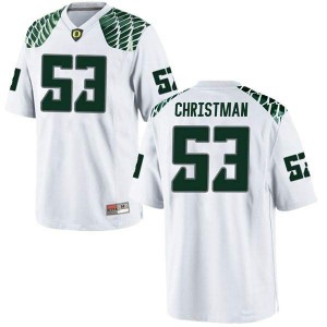 Men's Oregon Ducks #53 Matt Christman White Football Replica Stitched Jerseys 351187-651