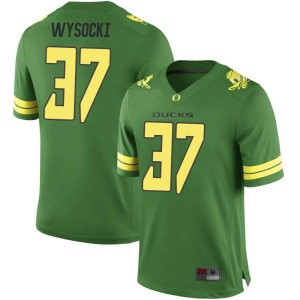 Men's University of Oregon #37 Max Wysocki Green Football Replica Embroidery Jersey 758943-446