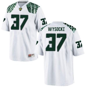 Men University of Oregon #37 Max Wysocki White Football Replica Stitched Jerseys 653530-689