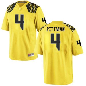 Men Oregon Ducks #4 Mycah Pittman Gold Football Replica Embroidery Jersey 448945-285