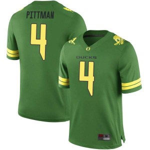 Men's Oregon Ducks #4 Mycah Pittman Green Football Replica Embroidery Jerseys 452141-655