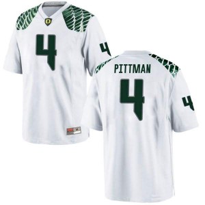 Mens University of Oregon #4 Mycah Pittman White Football Replica Football Jersey 548594-476