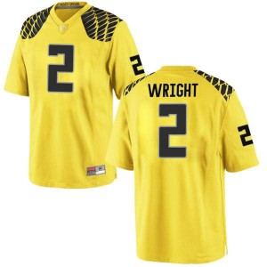 Men's Oregon Ducks #2 Mykael Wright Gold Football Replica Football Jerseys 353077-410