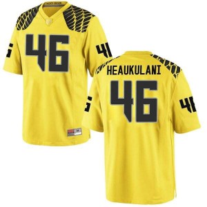 Mens Oregon #46 Nate Heaukulani Gold Football Game Embroidery Jerseys 696174-515