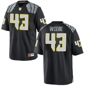 Mens University of Oregon #43 Nick Wiebe Black Football Game Stitch Jerseys 925138-495