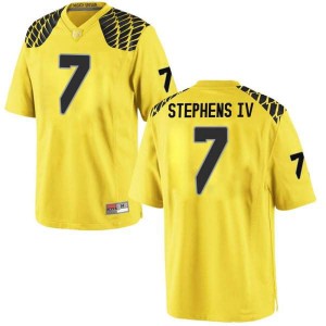 Men UO #7 Steve Stephens IV Gold Football Replica High School Jersey 834845-258