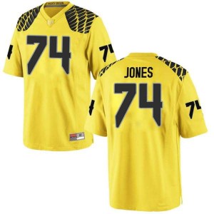 Men University of Oregon #74 Steven Jones Gold Football Replica High School Jersey 481681-173