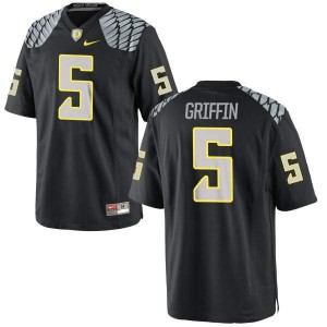 Mens UO #5 Taj Griffin Black Football Game Stitch Jerseys 505658-389
