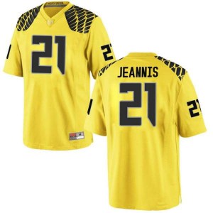 Men's Oregon #21 Tevin Jeannis Gold Football Game Official Jerseys 654251-921