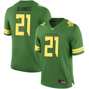 Mens University of Oregon #21 Tevin Jeannis Green Football Game Stitched Jersey 831668-925