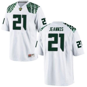 Men's Oregon Ducks #21 Tevin Jeannis White Football Replica Player Jerseys 490889-711
