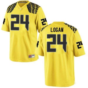 Men's Oregon Ducks #24 Vincenzo Logan Gold Football Replica Embroidery Jersey 444630-841