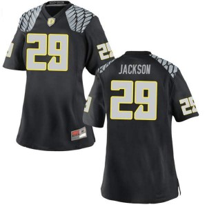 Womens Oregon Ducks #29 Adrian Jackson Black Football Game Official Jersey 296261-744