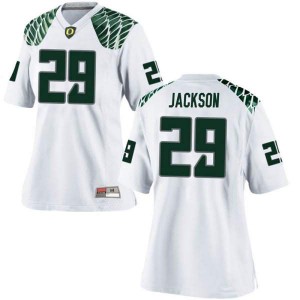 Women's Oregon Ducks #29 Adrian Jackson White Football Replica NCAA Jerseys 111693-993