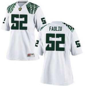 Women University of Oregon #52 Andrew Faoliu White Football Replica Stitched Jersey 520411-417