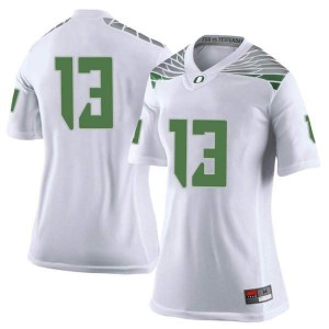 Women's Oregon #13 Anthony Brown White Football Limited Stitch Jerseys 212910-625