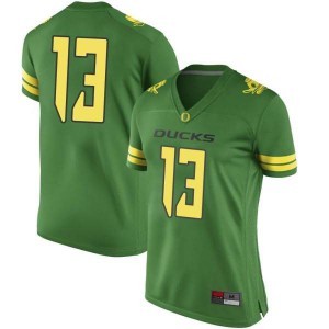 Women University of Oregon #13 Anthony Brown Green Football Replica Stitched Jerseys 511006-103