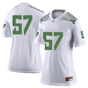 Women's Oregon Ducks #57 Ben Gomes White Football Limited Embroidery Jersey 122695-716
