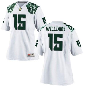 Womens Oregon #15 Bennett Williams White Football Replica Embroidery Jerseys 327521-427