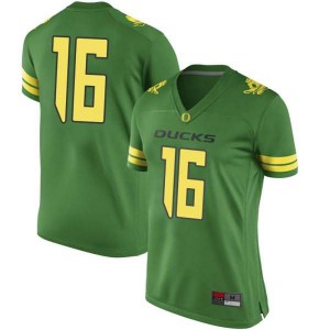 Women's University of Oregon #16 Bradley Yaffe Green Football Replica NCAA Jerseys 965374-360
