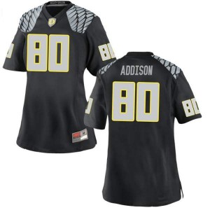 Women University of Oregon #80 Bryan Addison Black Football Game Stitched Jerseys 991945-685