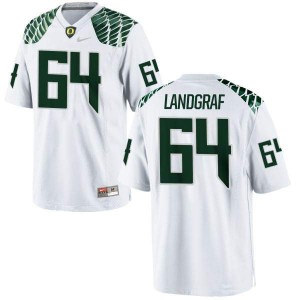 Womens Oregon Ducks #64 Charlie Landgraf White Football Replica Stitched Jerseys 819409-295
