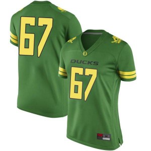 Womens Oregon #67 Cole Young Green Football Game Player Jersey 398495-171
