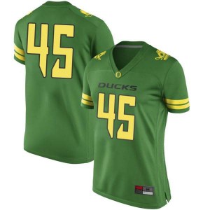 Women Oregon #45 Cooper Shults Green Football Replica University Jersey 617523-507