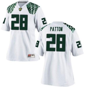 Women's Oregon Ducks #28 Cross Patton White Football Replica College Jersey 848505-759