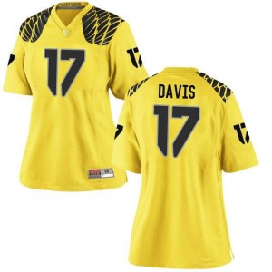 Womens University of Oregon #17 Daewood Davis Gold Football Game Stitch Jerseys 487621-665