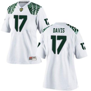 Women Oregon #17 Daewood Davis White Football Replica Stitch Jersey 900874-212