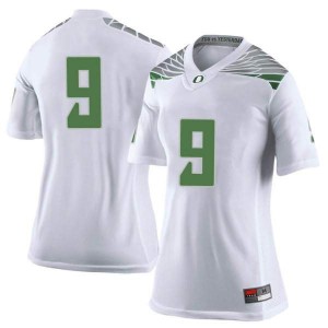 Womens University of Oregon #9 Dakota Prukop White Football Limited Stitch Jersey 460601-240