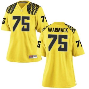 Women Oregon Ducks #75 Dallas Warmack Gold Football Replica Alumni Jerseys 182005-606