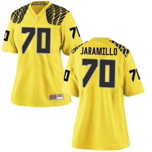 Women University of Oregon #70 Dawson Jaramillo Gold Football Game Alumni Jerseys 482089-252