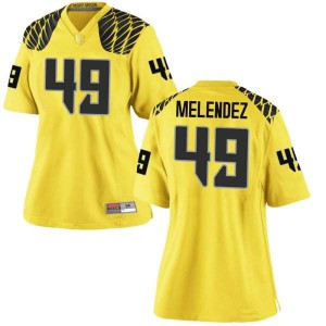 Womens University of Oregon #49 Devin Melendez Gold Football Replica Official Jersey 709723-824