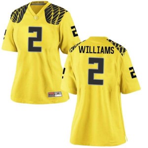 Womens Oregon #2 Devon Williams Gold Football Replica Alumni Jersey 417544-479